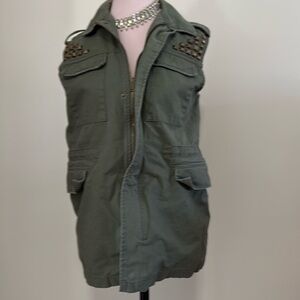 BDG army green studded adjustable waist vest in size small